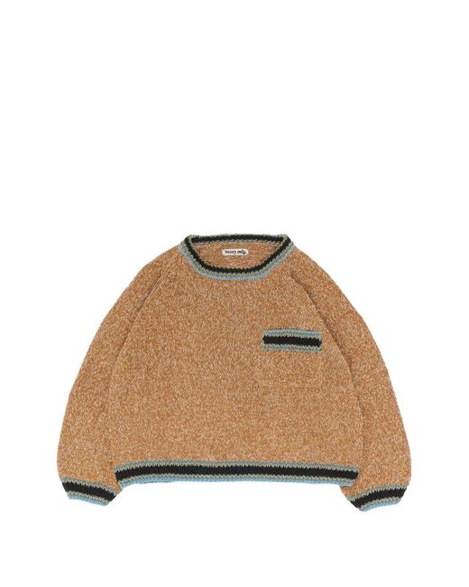 STORY mfg. Natural Bulb Chest-Pocket Ribbed-Trim Sweater