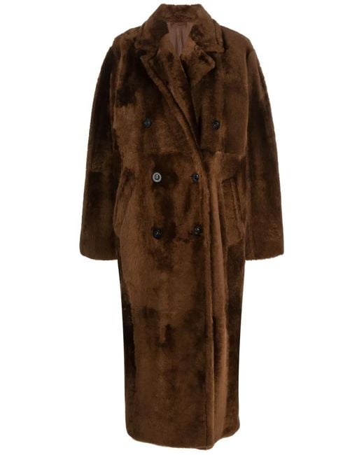 Max Mara Brown Notched-Lapels Double-Breasted Coat