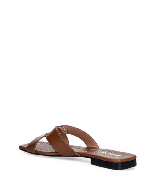 Pollini Brown Crossover Square-Toe Slides