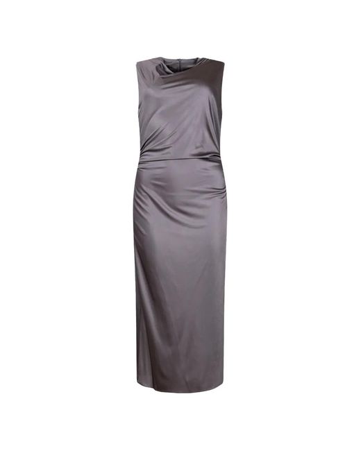 Pinko Purple Sleeveless Gathered Midi Dress