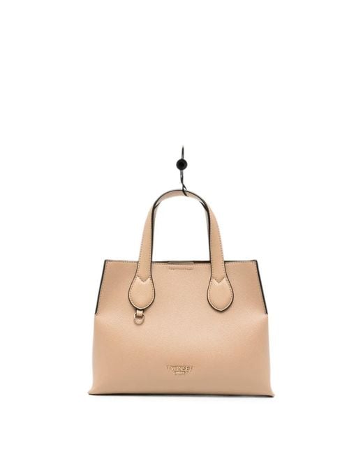 Twinset Natural Logo-Plaque Tote Bag