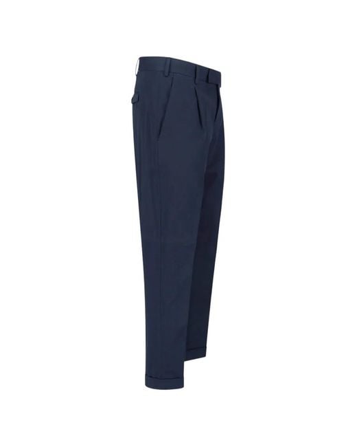 PT Torino Blue Pleated Cuffed Trousers for men