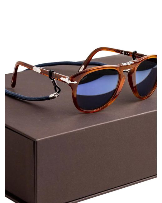 Persol Blue Folding Round Sunglasses for men