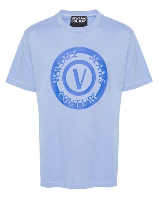メンズ Versace ロゴ Tシャツ Blue
