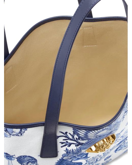 Versace Blue Coral Theatre La Medusa Canvas Tote Bag for men
