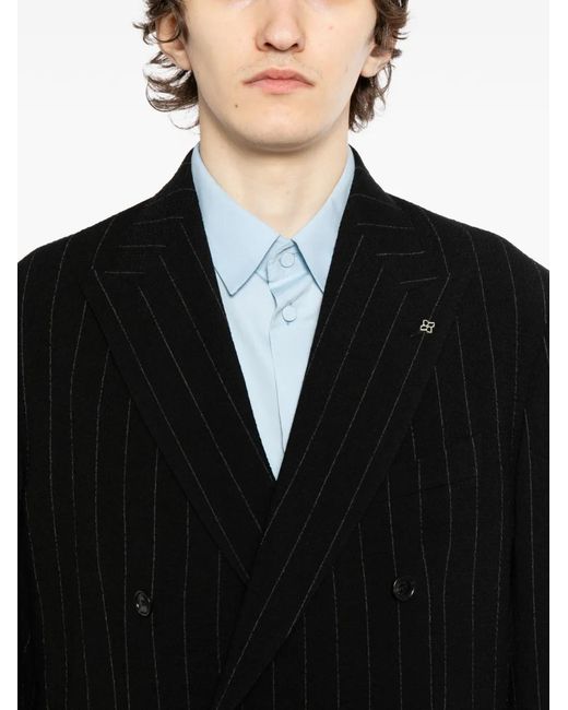 Tagliatore Black Pinstripe Double-Breasted Suit for men