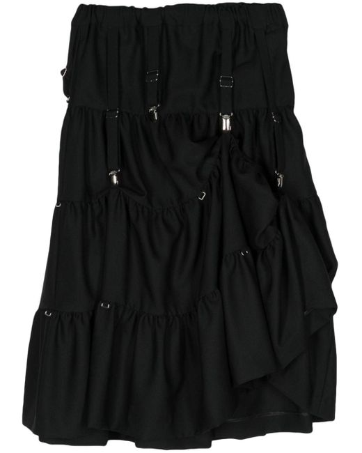 Noir Kei Ninomiya Wool Draped Skirt Black