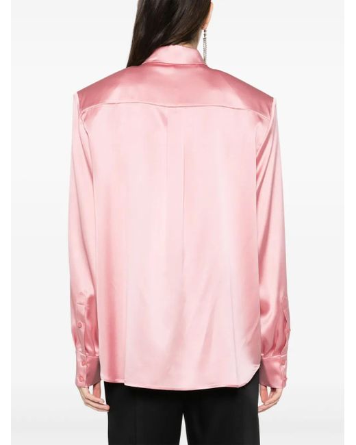 Magda Butrym Pink Long-Sleeved Silk-Satin Shirt
