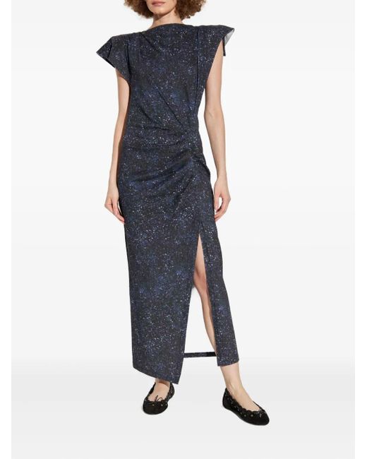 Isabel Marant Blue Printed Side-Split Dress