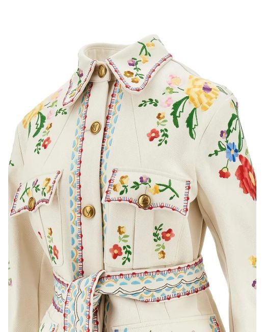 Valentino Garavani Natural Embroidered Denim Jacket