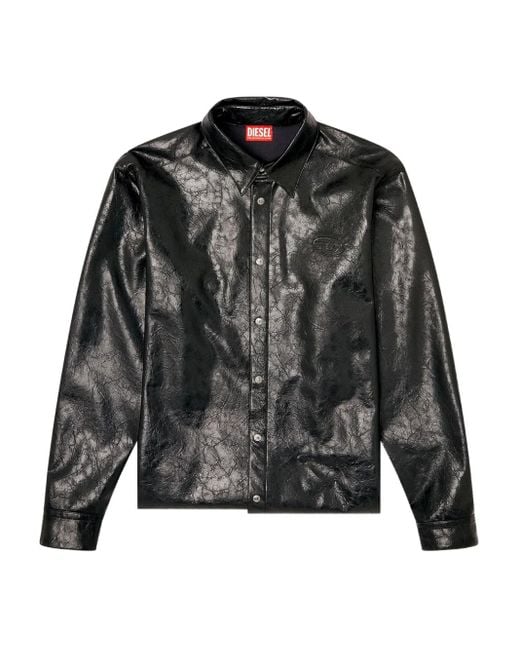 DIESEL Black Leather-Effect S-Simply-Qmbu Shirt for men