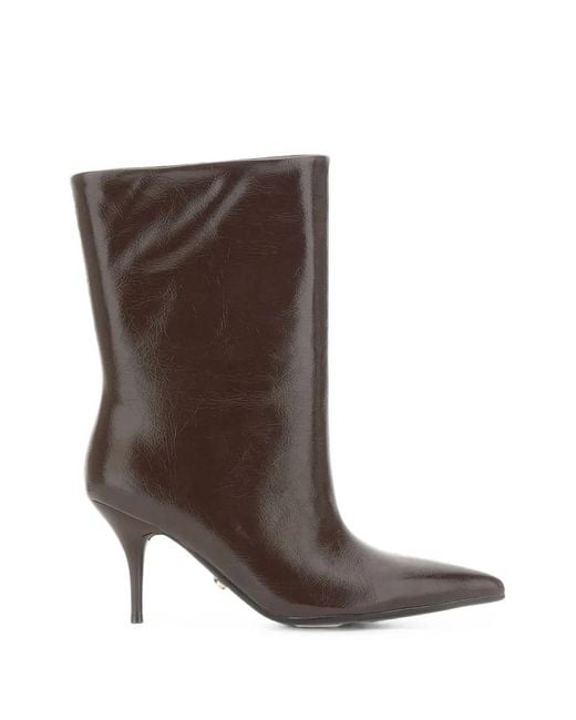 Twentyfourhaitch Brown Unuk Crinkled-Patent Pointed-Toe Ankle Boots