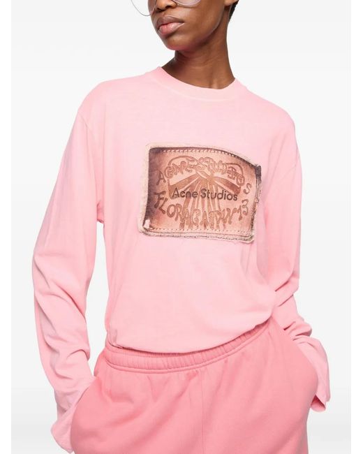 Acne Pink Graphic Long-Sleeve T-Shirt