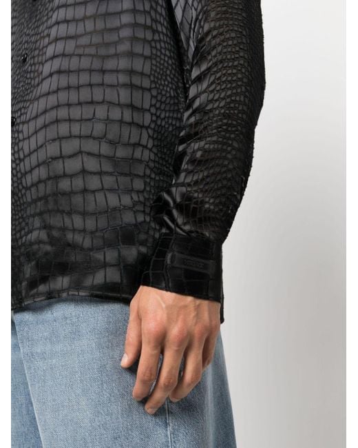 Camisa con efecto de piel de cocodrilo Versace de hombre de color Black