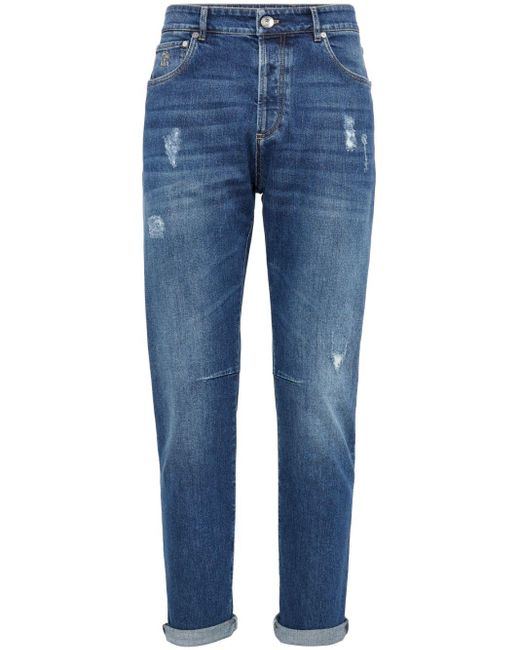Brunello Cucinelli Gerade Jeans im Distressed-Look in Blue für Herren