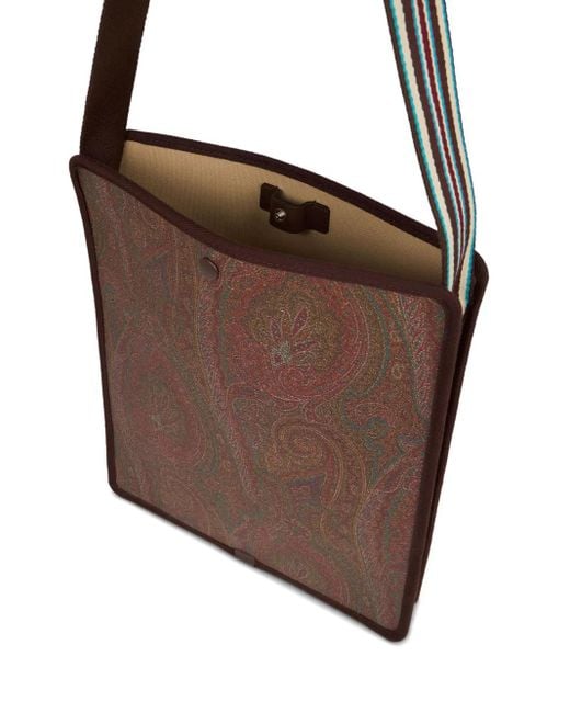 Etro Brown Medium Arnica Paisley-Pattern Messenger Bag for men
