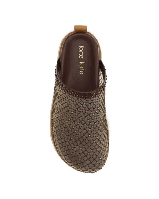 Forte_forte Brown Strass Mesh Sandals