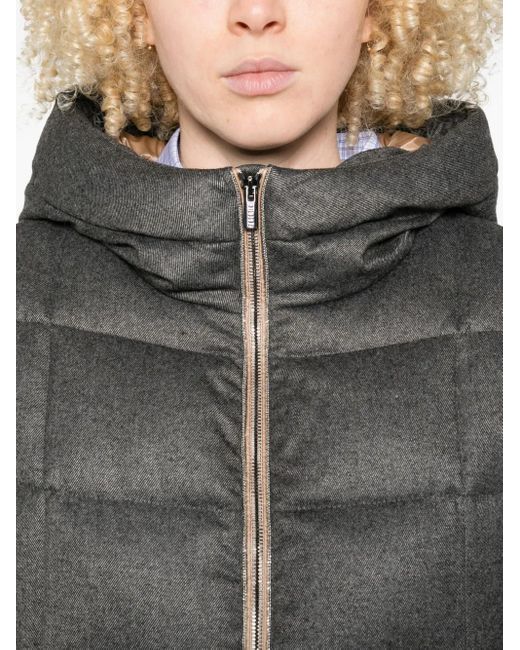 Peserico フーデッド キルティングコート Gray