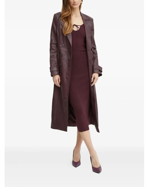 Robe Mi-Longue Nervurée À Col Noué Bardot en coloris Red