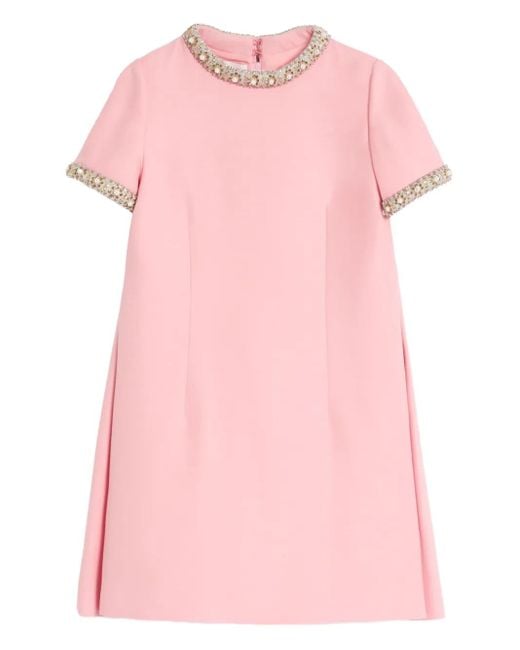 Valentino Garavani Pink Crepe Couture Embroidered Mini Dress