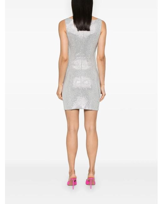 GIUSEPPE DI MORABITO Gray Rhinestone-Embellished Mini Dress