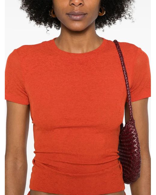 Nanushka Orange Liema Cropped T-Shirt