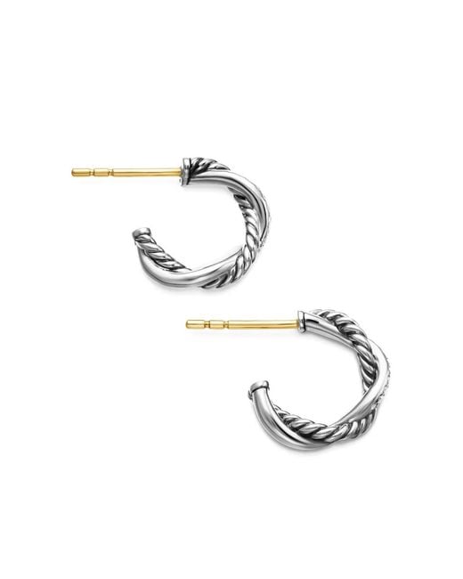 David Yurman Metallic Sterling Petite Infinity Diamond Huggie Hoop Earrings (3Mm)