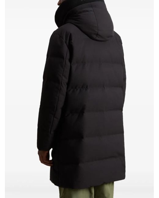 Woolrich Black Button-Fastening Hooded Padded Coat for men