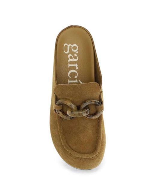 Pedro Garcia Brown Bilma Chain-Link Suede Mules