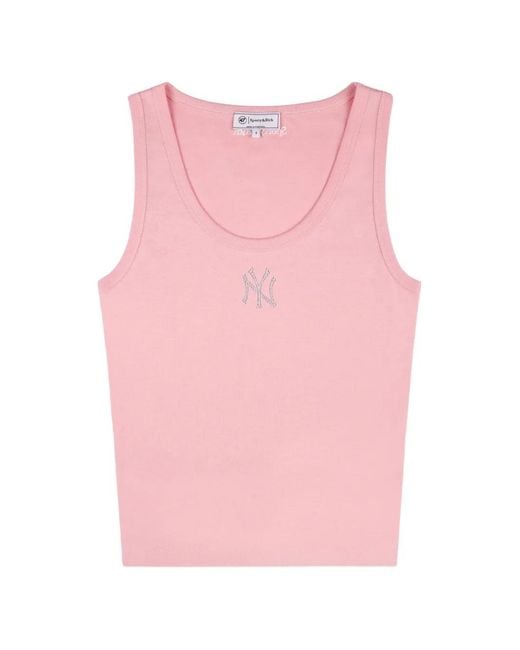 Sporty & Rich Pink Yankees Krystal Cropped Tank Top