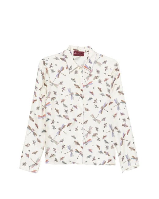 Gucci Blouse Met Libelle-Print in het White