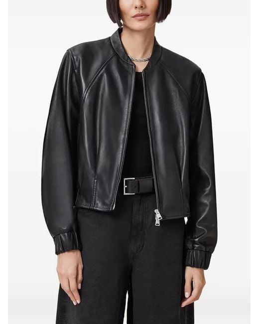 AllSaints Black Zip-Up Leather Jacket