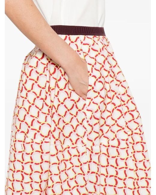 Marni Red Geometric Print Skirt
