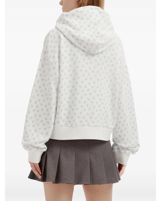 Chocoolate White Logo-Pattern Zip-Up Hoodie