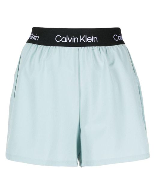 Calvin Klein Logo-waistband Short Shorts in Blue | Lyst