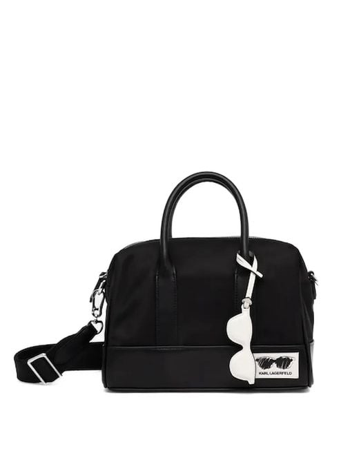 Borsa Tote Con Applicazione di Karl Lagerfeld in Black