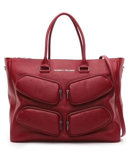 Bimba Y Lola Red X Palomo Spain Pocket-detailed Tote Bag