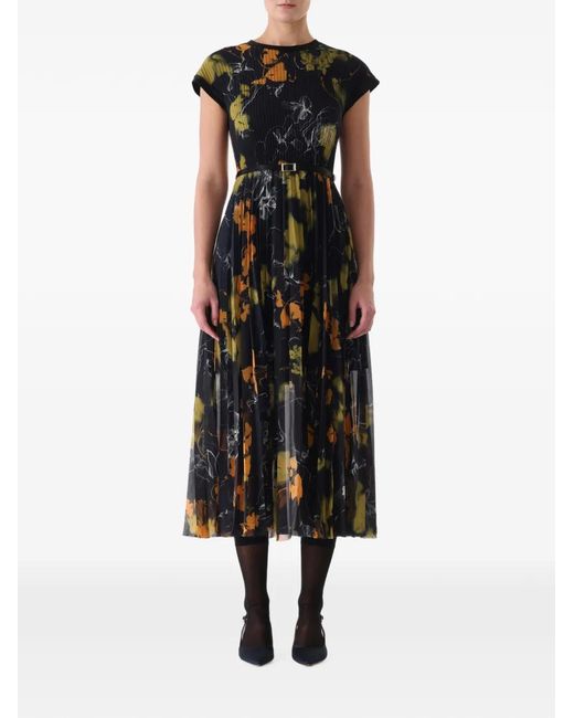 Jason Wu Black Michelle Floral-Print Midi Dress