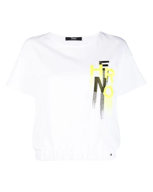 Herno White Embroidered-Logo T-Shirt