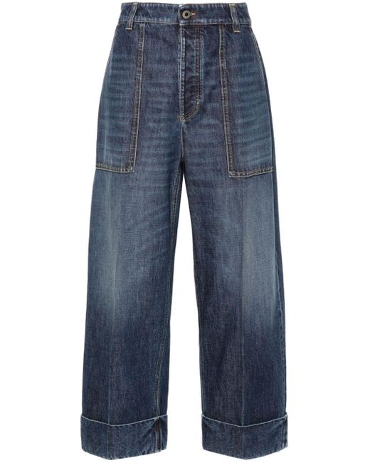Jeans crop con pieghe di Bottega Veneta in Blue