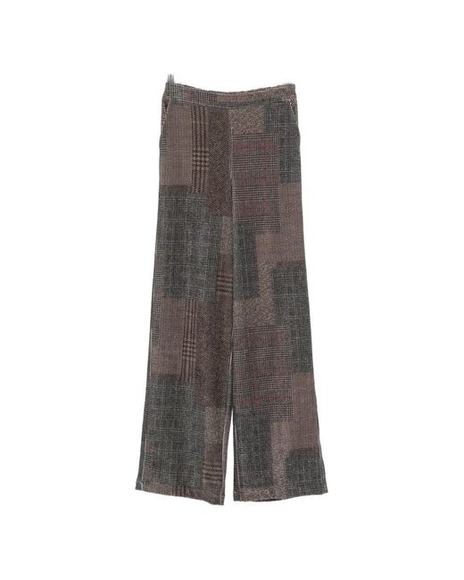 Bye Gray Patchwork-Check Trousers