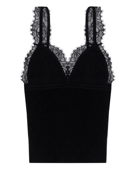 Blumarine レーストリム トップ Black
