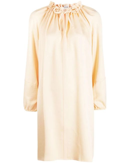 GOODIOUS White Tie-Fastening Wide-Sleeves Dress