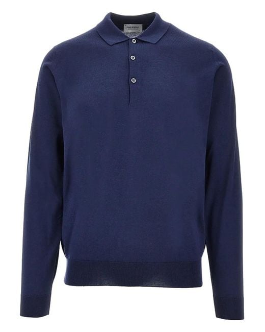 John Smedley Blue Polo Belper for men