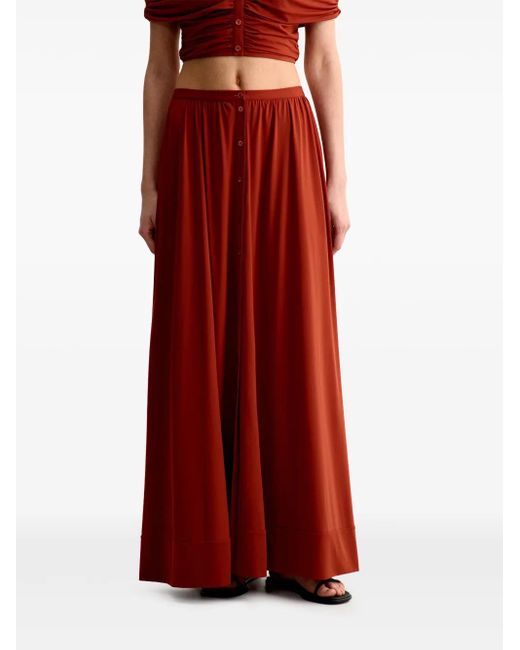 12 STOREEZ Red Buttoned Maxi Skirt