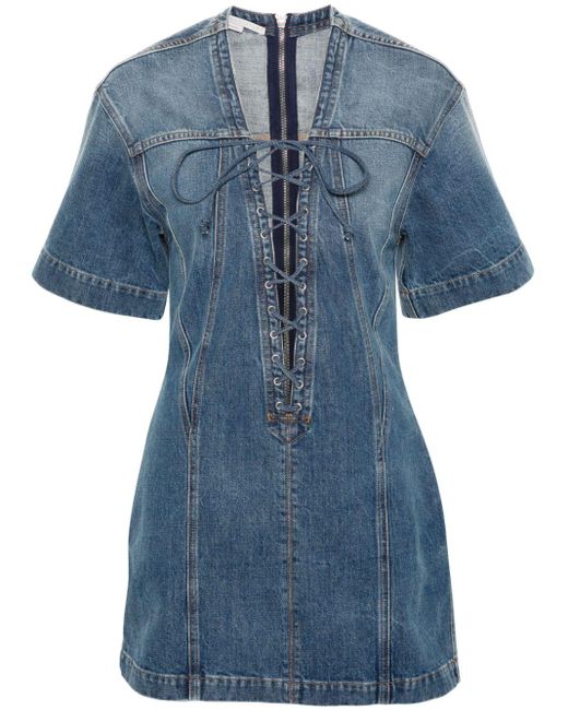 Stella McCartney Blue Panelled Denim Mini Dress