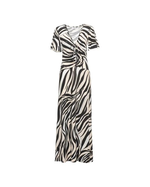 Marella White Mlsteca Zebra-Print Drawstring Maxi Dress