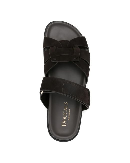 Doucal's Black Woven Suede Sandals