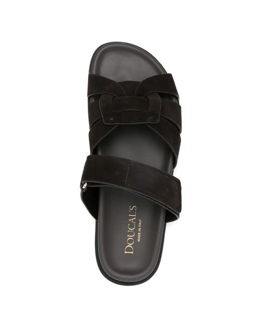 Doucal's Black Woven Suede Sandals