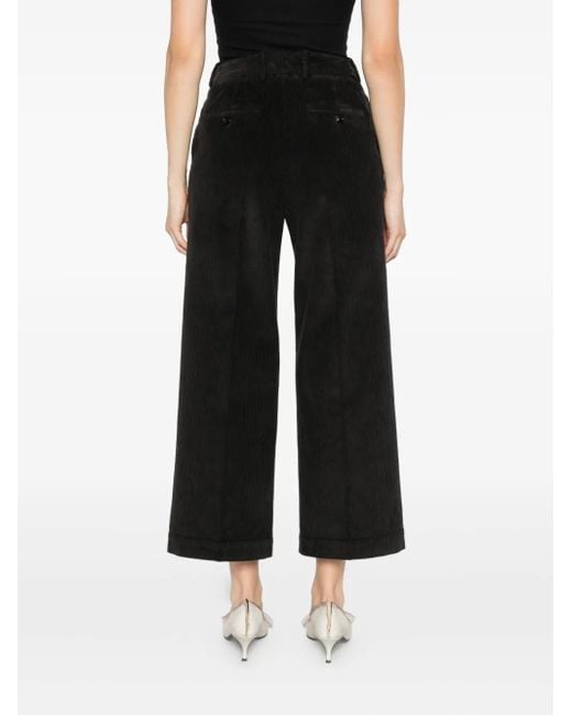 Cellar Door Black Corduroy Wide-Leg Trousers